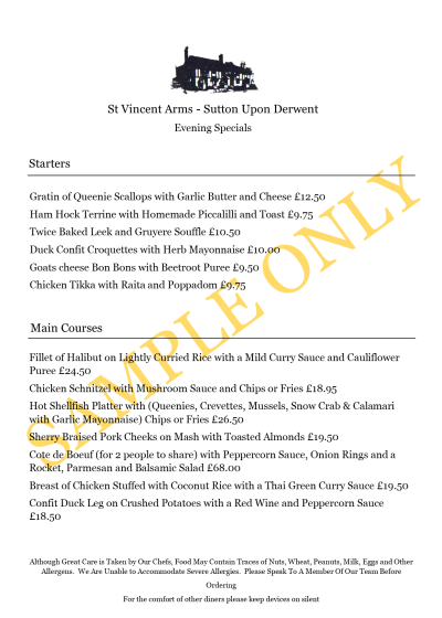 Evening Specials Sample