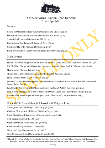 Lunch Specials Sample